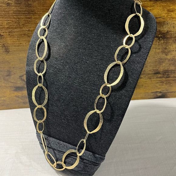 Long Goldtone Link Necklace w/ Earrings - Picture 9 of 13